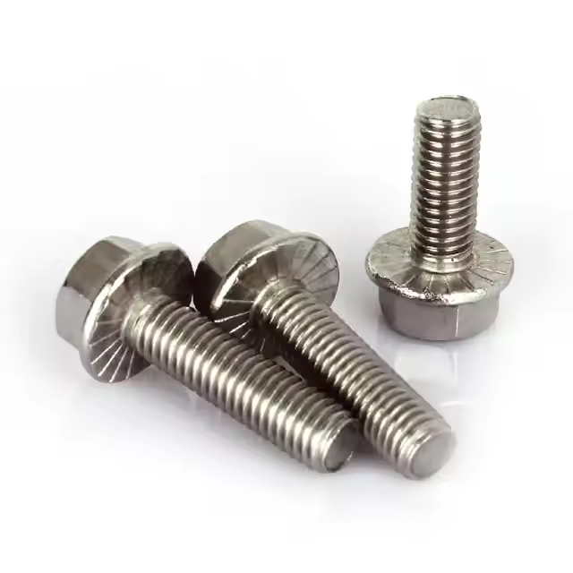 Hex  Flange Bolt Equipped with anti slip teeth Full thread